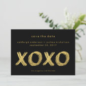 Chic Gold Black | XOXO Foto slaat de datum op Save The Date (Staand voorkant)