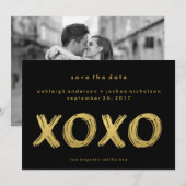 Chic Gold Black | XOXO Foto slaat de datum op Save The Date (Voorkant / Achterkant)