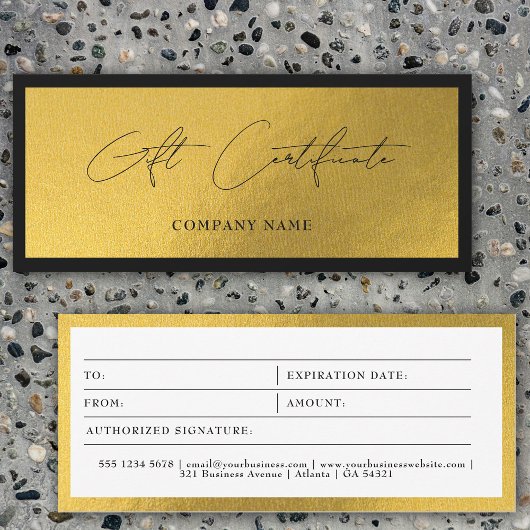 Chic Gold Black Zakelijke Cadeaubon Voucher