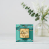 Chic Gold Blauwgroen Glitter Mode Moderne Vierkante Visitekaartje (Staand voorkant)
