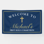 Chic Gold Blue Cross Boys First Community Welkom Spandoek (Horizontaal)