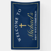 Chic Gold Blue Cross Boys First Community Welkom Spandoek (Verticaal)