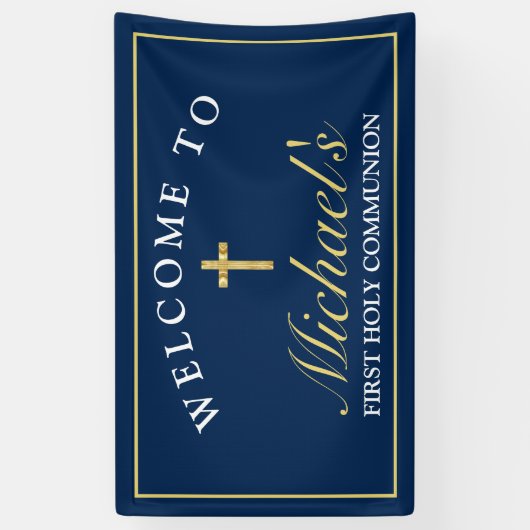 Chic Gold Blue Cross Boys First Community Welkom Spandoek (Verticaal)