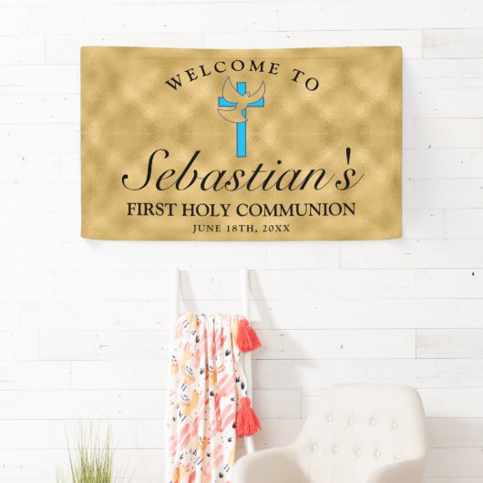 Chic Gold Blue Cross Dove First Community Welkom Spandoek (Insitu)