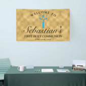 Chic Gold Blue Cross Dove First Community Welkom Spandoek (Beurs)