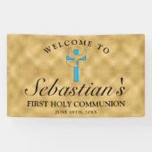 Chic Gold Blue Cross Dove First Community Welkom Spandoek (Horizontaal)