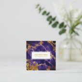 ** Chic Gold Blue Marble Girly Hair Make-up Vierkante Visitekaartje (Staand voorkant)