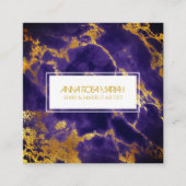 ** Chic Gold Blue Marble Girly Hair Make-up Vierkante Visitekaartje (Voorkant)