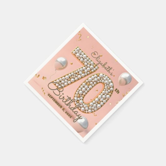Chic Gold Blush Pink Pearly 70ste verjaardag Servet (Hoek)