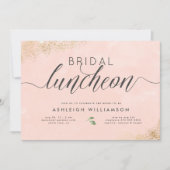 Chic Gold Blush Roze Waterverf Bridal Luncheon Kaart (Voorkant)