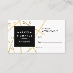 Chic Gold Bobby Pins Hair Stylist Appointment Card Afsprakenkaartje