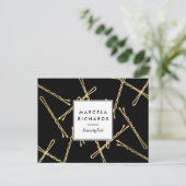 Chic Gold Bobby Pins Hair Stylist Salon Black Briefkaart (Staand voorkant)
