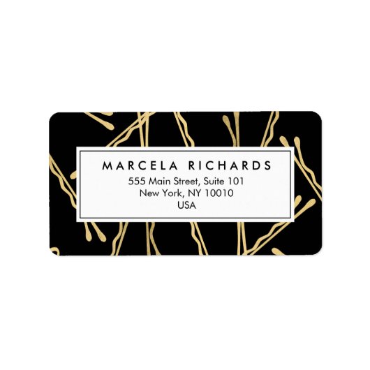 Chic Gold Bobby Pins Hair Stylist Salon Black Etiket (Voorkant)