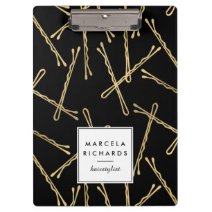 Chic Gold Bobby Pins Hair Stylist Salon Black Klembord