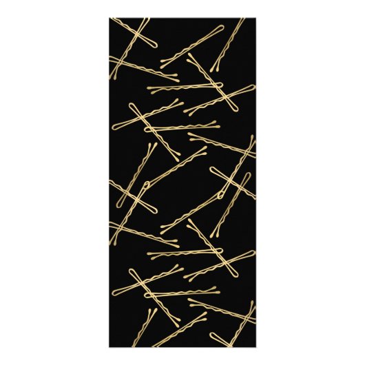 Chic Gold Bobby Pins Hair Stylist Salon Black Reclamekaart (Achterkant)