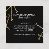 Chic Gold Bobby Pins Hair Stylist Salon Black Vierkante Visitekaartje (Achterkant)