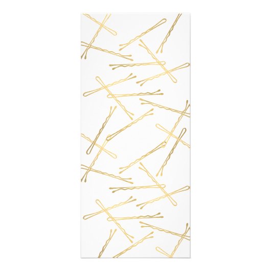 Chic Gold Bobby Pins Hair Stylist Salon Reclamekaart (Achterkant)