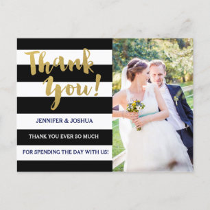 Chic Gold   Bold Black Stripe Foto bedankt Briefkaart