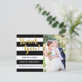 Chic Gold | Bold Black Stripe Foto Dank u Briefkaart (Staand voorkant)