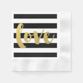 Chic Gold | Bold Black Stripe LOVE Servetten (Voorkant)