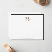 Chic Gold Bold Letter Simple Monogram Naam Notitiekaartje (Voorkant / Achterkant in situ)
