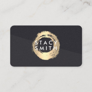 Chic Gold Bored Leather Color Block Visitekaartje