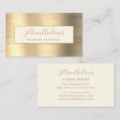 Chic Gold Borhed Metallic Script Professional Visitekaartje (Voorkant / Achterkant)