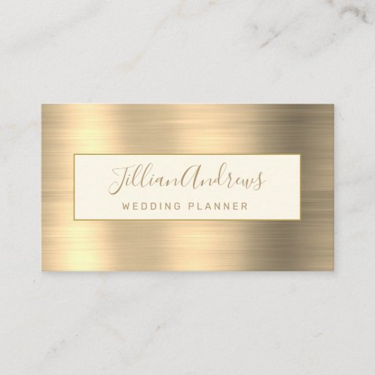 Chic Gold Borhed Metallic Script Professional Visitekaartje (Voorkant)