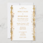 Chic Gold Botanical Border Wedding Kaart (Voorkant)
