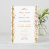 Chic Gold Botanical Border Wedding Kaart (Staand voorkant)