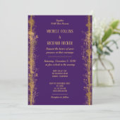 Chic Gold Botanical Border Wedding Kaart (Staand voorkant)