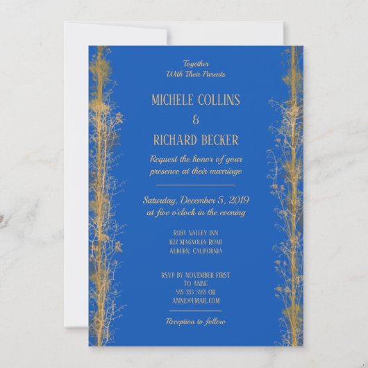 Chic Gold Botanical Border Wedding Kaart (Voorkant)
