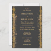 Chic Gold Botanical Border Wedding Kaart (Voorkant)