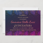 Chic Gold Botanical Quinceañera Party Invitation Kaart (Voorkant)
