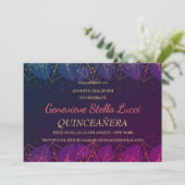 Chic Gold Botanical Quinceañera Party Invitation Kaart (Staand voorkant)