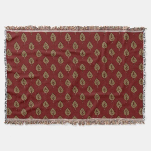 Chic Gold Bourgogne Red Leaf Gooi Deken (Voorkant)