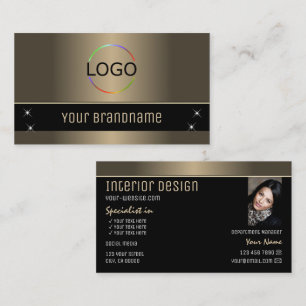 Chic Gold Brown Black Stylish met Logo en foto's Visitekaartje