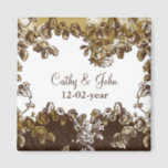 Chic Gold Brown  Floral Wedding Magneet<br><div class="desc">Chic Gold Brown  Floral Wedding design</div>