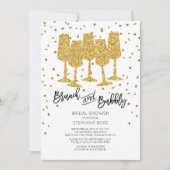 Chic Gold Brunch & Bubbly Bruids Douche Uitnodigin Kaart (Voorkant)