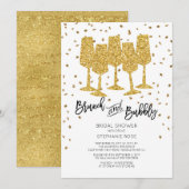 Chic Gold Brunch & Bubbly Bruids Douche Uitnodigin Kaart (Voorkant / Achterkant)