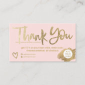 Chic gold brush blush pink chic order thank you visitekaartje (Voorkant)
