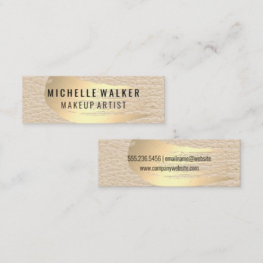 Chic Gold Brush Stroke | Achtergrond kristallijn l Mini Visitekaartje (Voorkant / Achterkant)