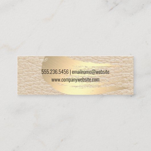 Chic Gold Brush Stroke | Achtergrond kristallijn l Mini Visitekaartje (Achterkant)