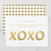 Chic Gold Brush Stroke | XOXO Eenvoudig sparen de Save The Date (Voorkant / Achterkant)