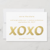 Chic Gold Brush Stroke | XOXO Foto slaat de datum  Save The Date (Voorkant)