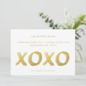Chic Gold Brush Stroke | XOXO Foto slaat de datum  Save The Date (Staand voorkant)