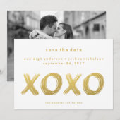 Chic Gold Brush Stroke | XOXO Foto slaat de datum  Save The Date (Voorkant / Achterkant)