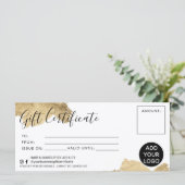 Chic gold brushstroke foil gift certificate logo (Staand voorkant)