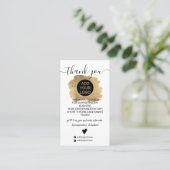 Chic gold brushstroke logo order bedankt visitekaartje (Staand voorkant)