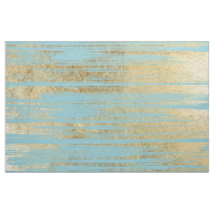 Chic Gold Brushstrokes op Island Paradise Blue Stof
